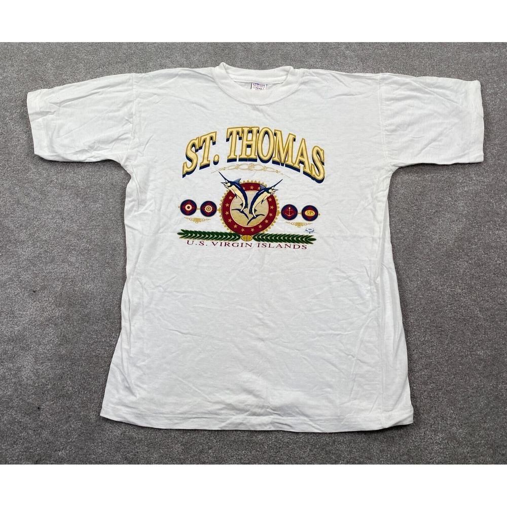 VTG St. Thomas US Virgin Islands Single Stitch SS T-Shirt Adult Size XL White